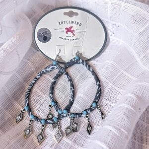 Idyllwind By Miranda Lambert Turquoise Hoop Earrings Metal Diamond Charms NWT